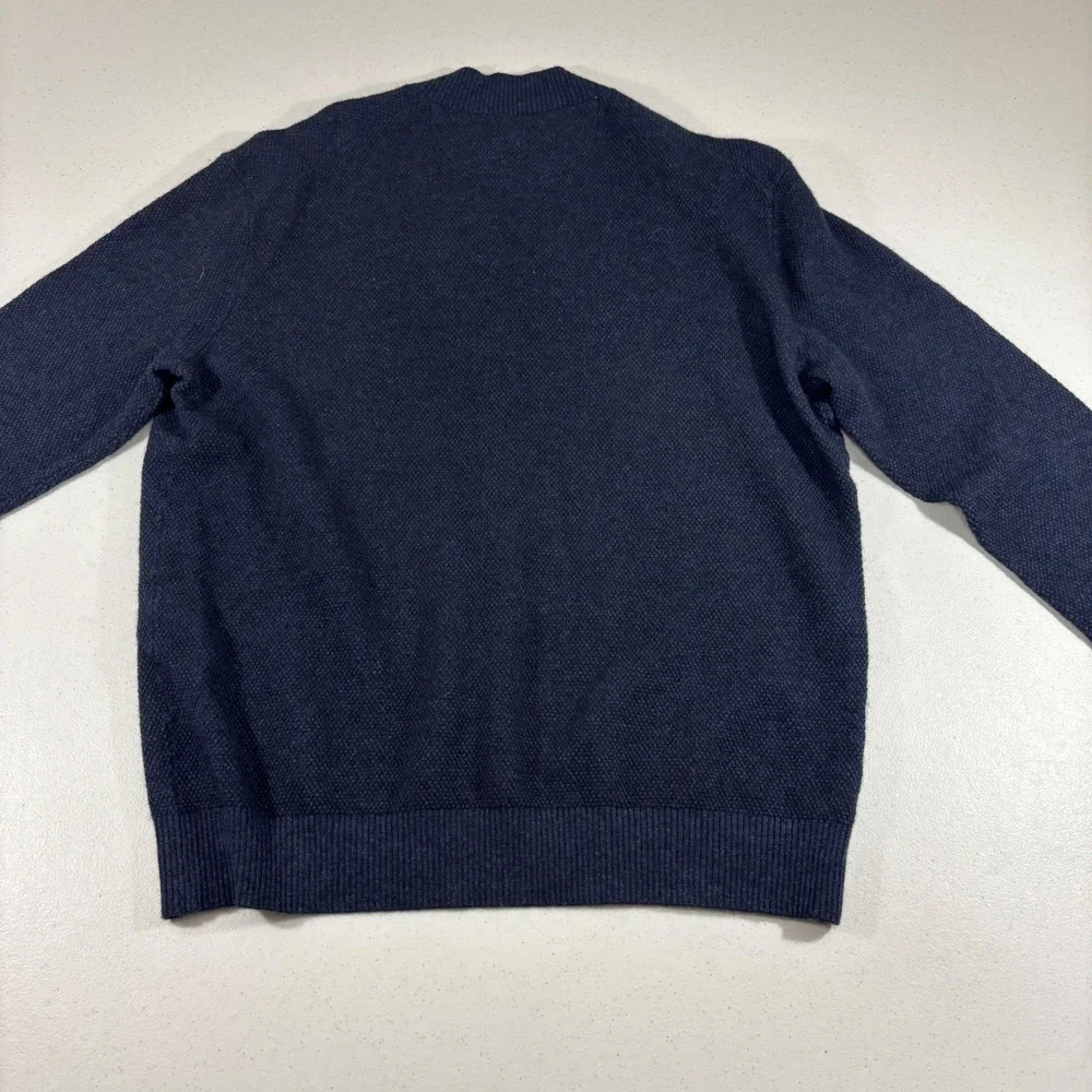 Johnnie-O Esteban Navy Blue Merino Wool Cashmere Blend Notch V-Neck Sweater Sz L